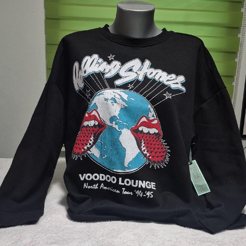 The Rolling Stones Black Sweatshirt with Red and Blue Graphics 0X